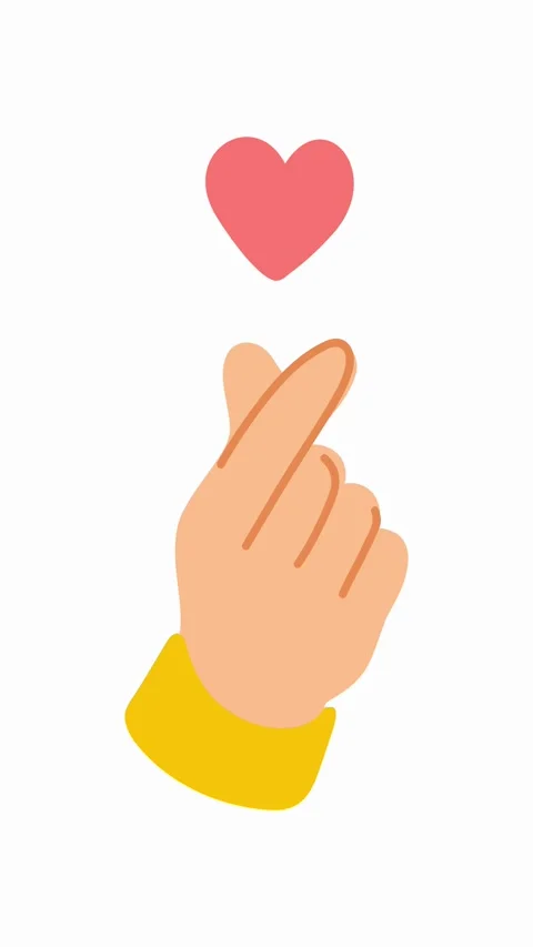 Close-up of a korean gesture of love and support Stock Footage 336175603