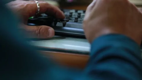 Close up of Korean Man Hands Typing on Computer Keyboard, South Korea Stock Footage 332693532