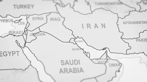 Close Up Of Kuwait Borders. World Map Animation. Stock Footage 331810897
