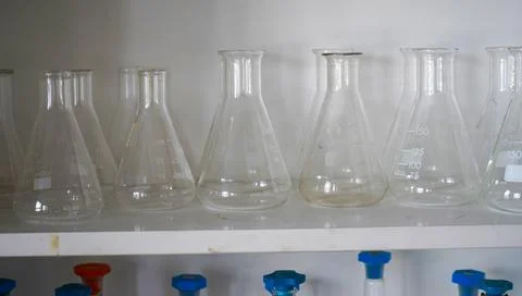 Close up of laboratory glassware 写真素材