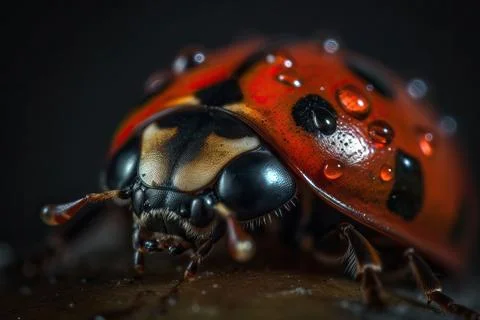 Close up of a ladybug, on a dark background Stock Photos