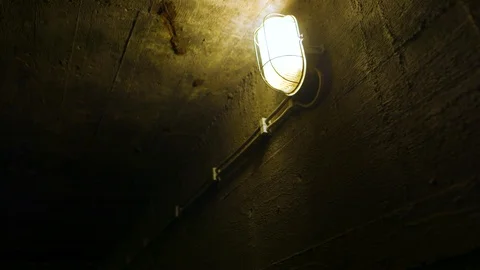 Close-up lantern in an old tunnel Stock Footage 126585084