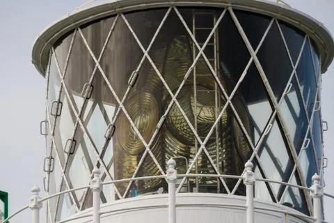 Close up of lantern room at the top of a lighthouse. Stock Photos