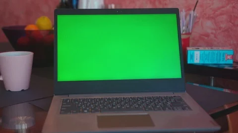 Close up laptop computer with green scre... | Stock Video | Pond5