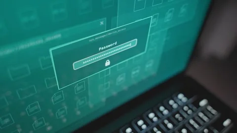 Close up on laptop computer screen typing in correct password access granted Видео 330530607
