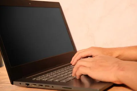 Close up laptop computer on table and business idea concep Stock Photos