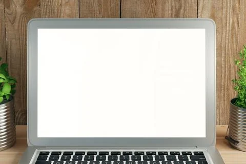 Close up Laptop Computer on Top of Office Table of a Businessman with Empty Stockillustratie