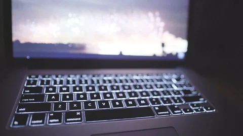 Close-up of laptop keyboard with focus on Ctrl button Stock Footage 84974801