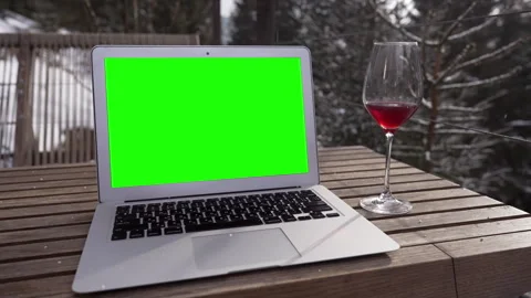 Close-up of a laptop lying on a coffee table. Stock Footage 265174189