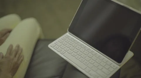 Close-up of laptop in sofa Stock Footage 55571288