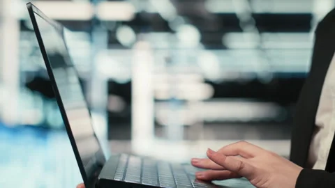 Close up of laptop software used by data center admin to do troubleshooting Stock Footage 330099953