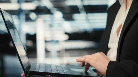 Close up of laptop software used by data center admin to do troubleshooting Stock Photos