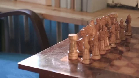 Close-up of large chess of wood Stock Footage 77575659