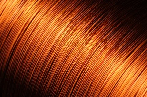 Close-up of a large coil of copper wire Stock Photos