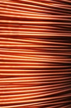 Close-up of a large coil of copper wire Stock-Fotos