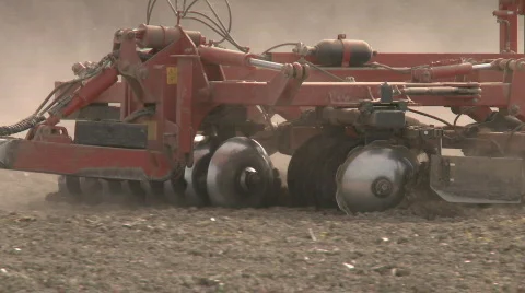 Close up of a large cultivation implement Stock Footage 866645