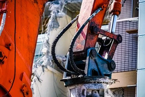 Close-up of large demolition machine Stock Photos