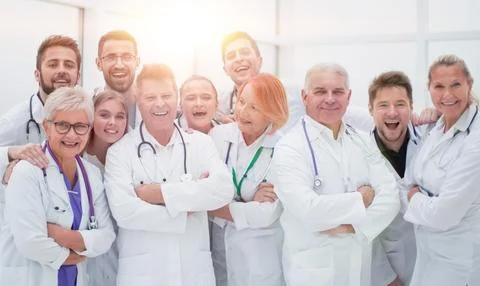 Close up. large group of doctors standing together. Stock Photos