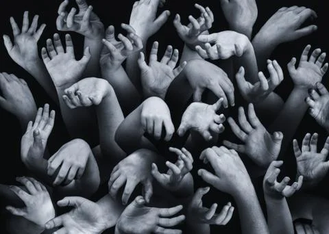 Close-up of large group of hands Stock Photos