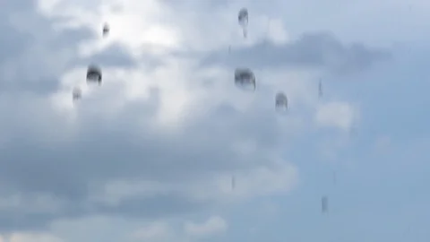 Close-Up, Large, Heavy Drops Of Rain, Rainfall Video stock 129486938