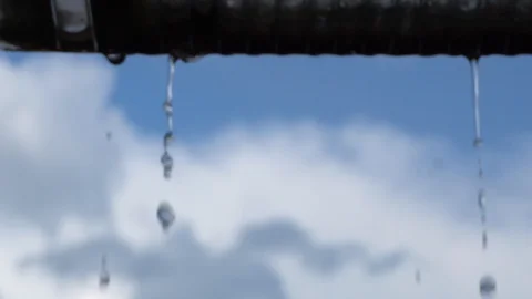 Close-Up, Large, Heavy Drops Of Rain, Rainfall Stock Footage 129486943