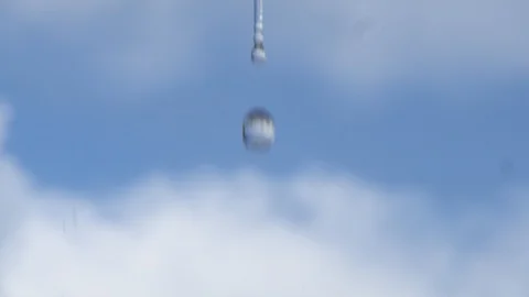 Close-Up, Large, Heavy Drops Of Rain, Rainfall Stock Footage 129486944