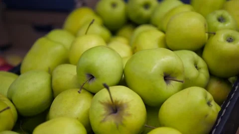 Close-up of a large number of green apples. Stock Footage 312005871