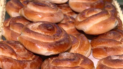 Close-up of a large number of sugar buns, mini sugar cakes close-up Stock Footage 274901771