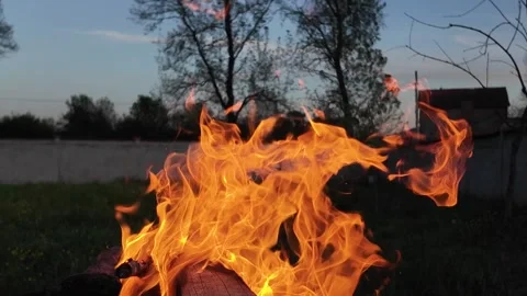 A close-up of a large orange flame. Stock Footage 317676253
