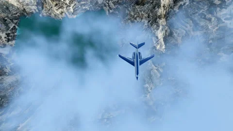 Close up of a large passenger plane is flying over the mountains Stock Footage 171717870