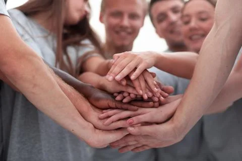Close up. a large stack of hands Stockfoto's