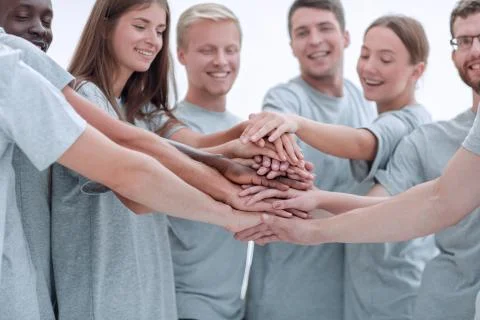 Close up. a large stack of hands 스톡 사진