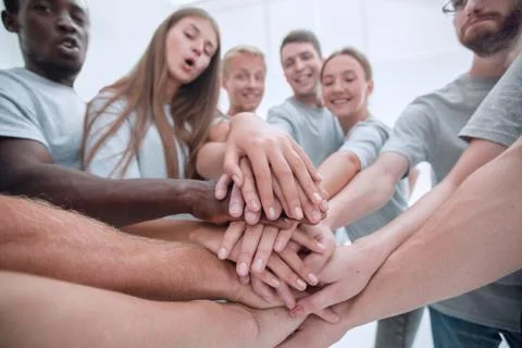 Close up. a large stack of hands 스톡 사진