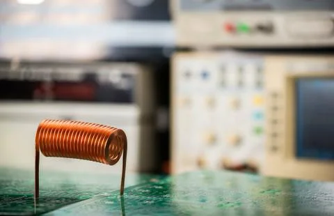 Close-up A large twisted copper wire Stock Photos