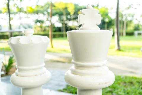 Close-up of large white chess King Stock Photos