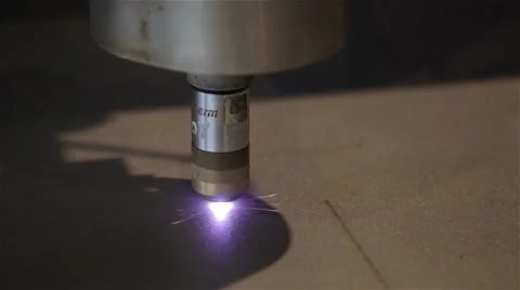 Close up laser cutter cutting line in steel Stock Footage 60640667