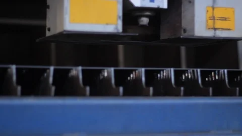 Close Up Laser Cutter Cutting Sheet Metal Stock-Footage 87892422