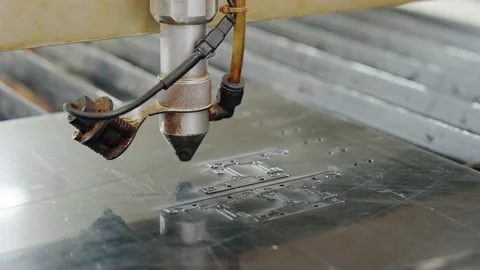 Close up Laser engraves on work surface. Using robots to optimize workflow Stock Footage 238540411