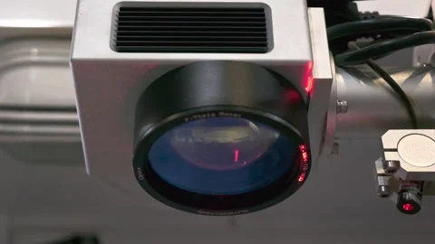 Close up of a laser marking machine with red light Stock Footage 276289078