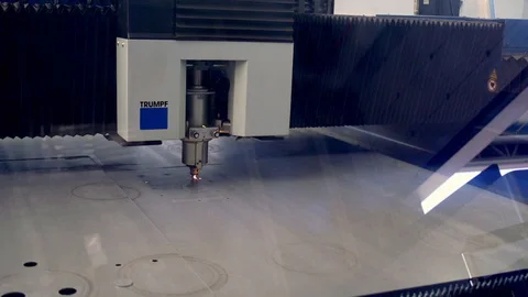 Close up of laser printer printing into steel plate, Portugal Stock Footage 129067083
