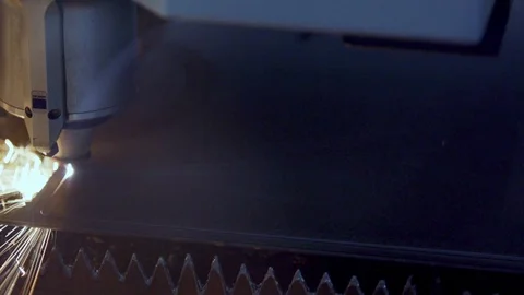 Close up of laser printer printing into steel plate, Portugal Stock Footage 129067130