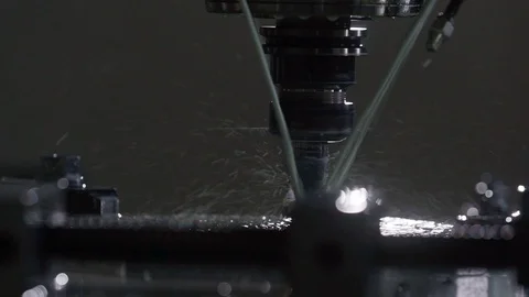Close up lathe machine cutting metal modern processing technology Stock Footage 110984912