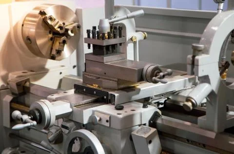 Close up of lathe machine Stock Photos