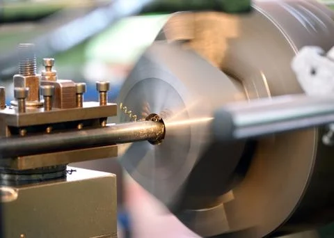 Close Up of Lathe in Operation Stock Photos