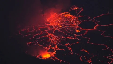 Close Up Lava Erupting in Volcano Stock Footage