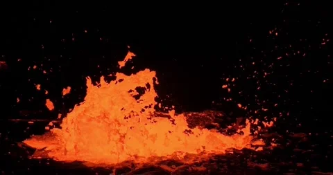 Close-up lava splattered upwards volcanic cinematic footage background Stock-Footage 336580379