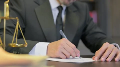 Close up of Lawyer Trying to Write a Letter Stock Footage 294310852