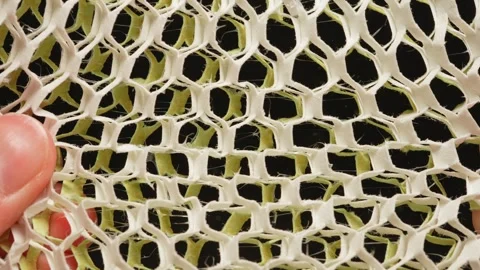 Close up layer of Air Filter tear apart, use at seasonal allergies, and spr.. Stock Footage 268654397