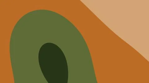 Close up of layered abstract shapes in orange, olive green, and beige tones w Illustration