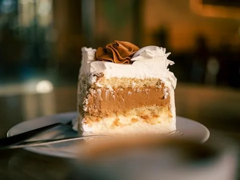 Close-up of a layered cake slice Stock Photos